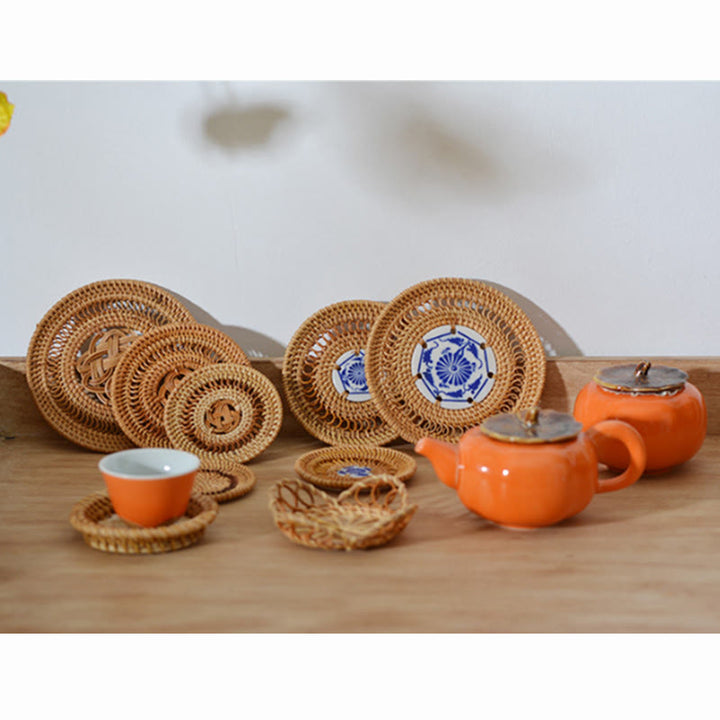 Ceramiczny Kwiatowy Wzór Rattanowy Podkładka Pod Kubek Pod Filiżankę - image 21
