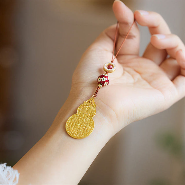 Buddha Stones Wu Lou Gourd Fu Charakter Tai Sui Amulet Fortune Telefon Wiszący Dekoracja Brelok