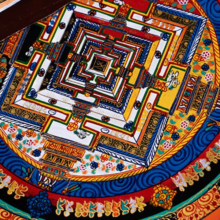 Tybetański ręcznie malowany obraz Thangka Mandala w pudełku z losowym wzorem kolorystycznym