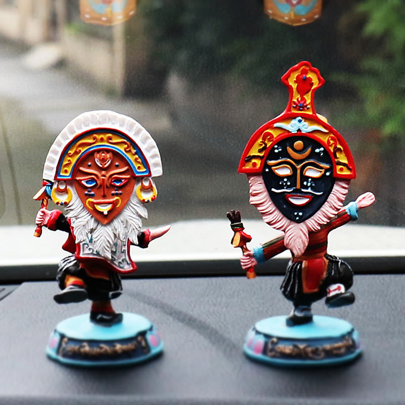 Buddha Stones Tybetańska Opera Maska na Twarz Lalka Dekoracja Domu Biuro Samochód Ozdoba