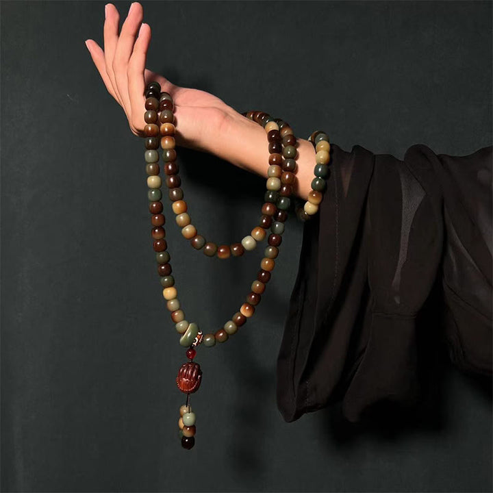 Buddha Stones 108 Mala Koraliki Bodhi Nasiona Pokoju Mądrość Bransoletka Mala Na Nadgarstek Mala Kieszonkowa