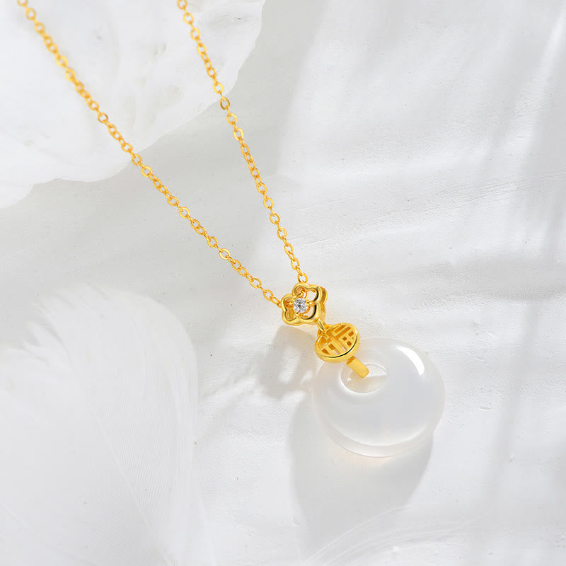 Buddha Stones 925 Srebro Sterling Biały Agat Fu Charakter Szczęście Szczęście Naszyjnik Wisiorek - image 2