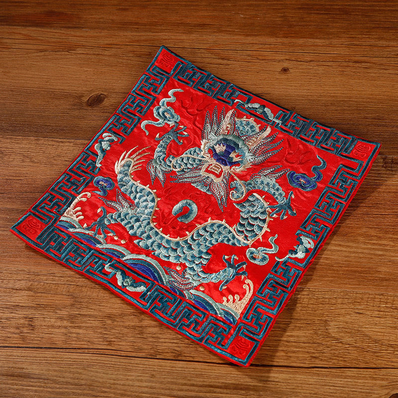 Buddha Stones Feniks Smok Kirin Haftowana Podkładka Pod Kubek Pod Kubek Pod Herbatę Kwadratowa Mata Pod Herbatę Kung Fu