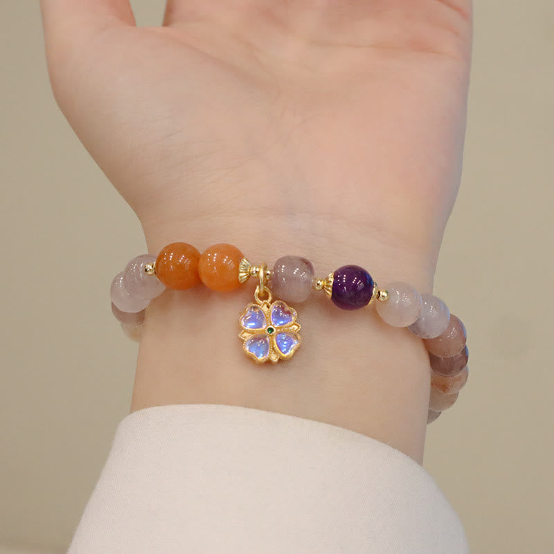 Buddha Stones Naturalne Fioletowe Złote Jedwabne Jade Fioletowe Kwiaty Koraliki Charm Bransoletka Bogactwo