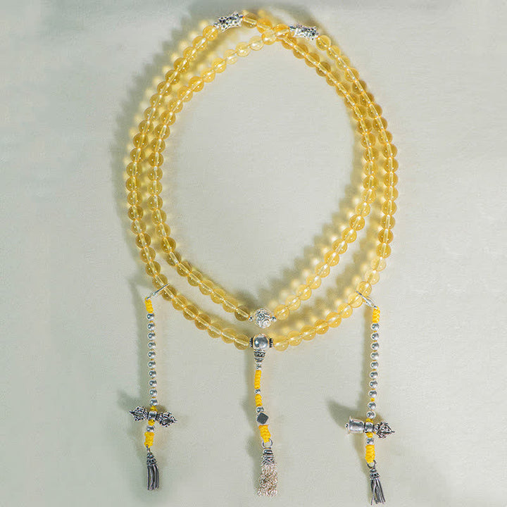 Buddha Stones 108 Koraliki Mala 925 Srebro Sterling Naturalny Cytryn Czerwony Agat Biały Jade Bransoletka z Zawieszką Dobrobytu