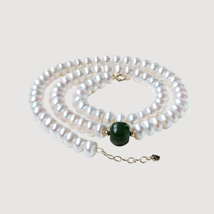 Buddha Stones 925 Srebro Sterlingowe Naturalne Perły Hetian Jade Akwamaryn Mądrość Szczerość Naszyjnik Bransoletka Wisiorek