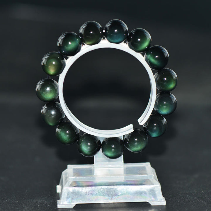 Bransoletka z naturalnego zielonego oka obsydianu z Buddha Stones