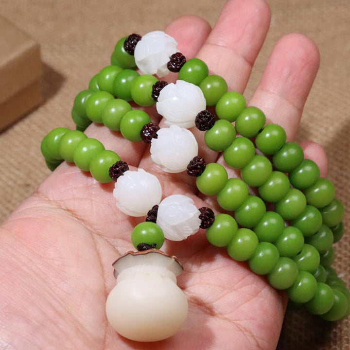 Buddha Stones Naturalne Nasiona Bodhi 108 Koralików Mala Bransoletka Mądrości