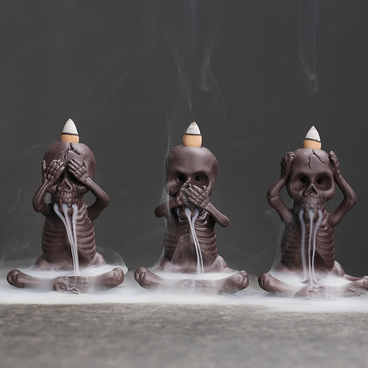 Buddha Stones Mała Czaszka Duch Fioletowa Glina Fontanna Dymna Zwrotna Pokój Kadzidło Palnik Dekoracja