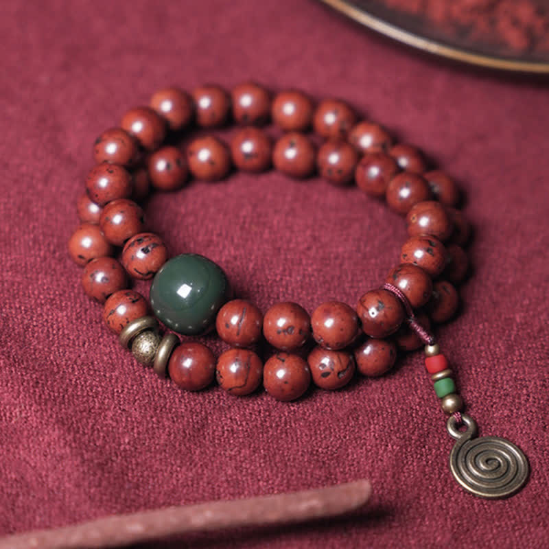 Bransoletka Bodhi Seed Cyan Jade Copper Peace Luck