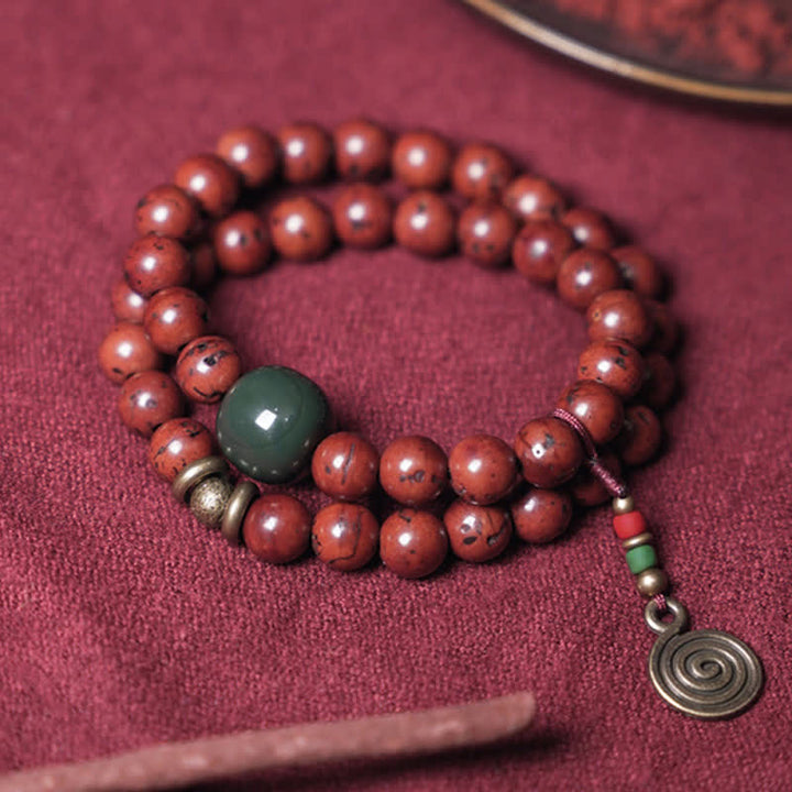 Bransoletka Bodhi Seed Cyan Jade Copper Peace Luck