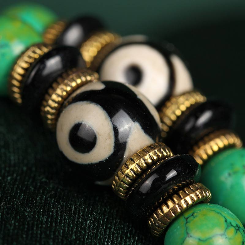 Naszyjnik i bransoletka z Buddha Stones w kolorze turkusowym Mala w kolorze tybetańskim