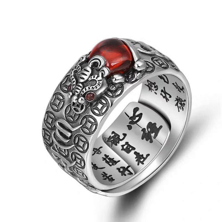 Genstone PiXiu Feng Shui Żaba Vajra Dorje Heart Sutra Bogactwo Regulowany Pierścień