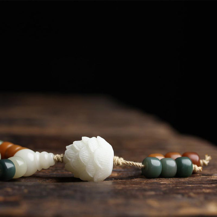 Buddha Stones Bransoletka z harmonijnego naszyjnika Bodhi Lotus Mala
