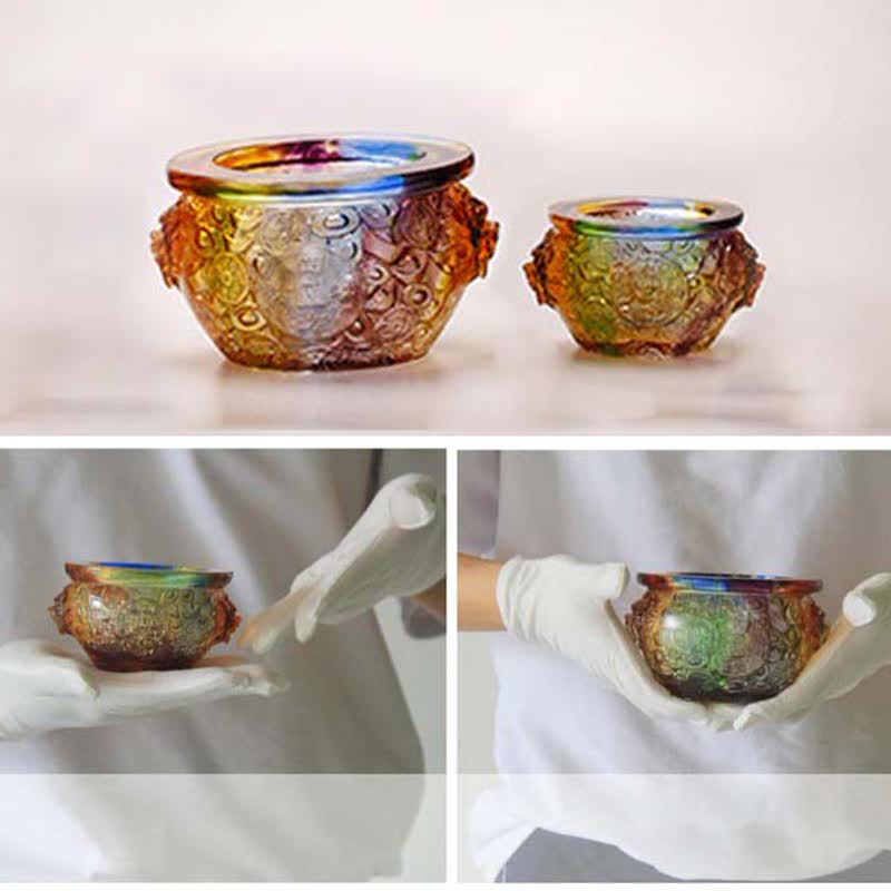 Ręcznie robiona miska z kryształu Liuli, dzieło sztuki, dekoracja domu - image 19