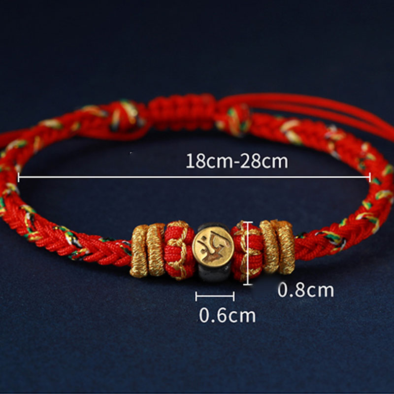 Buddha Stones Chiński Zodiak Natal Budda Srebrny Szczęście Bransoletka Pleciona Sznurkiem