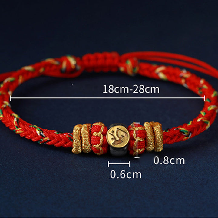 Buddha Stones Chiński Zodiak Natal Budda Srebrny Szczęście Bransoletka Pleciona Sznurkiem