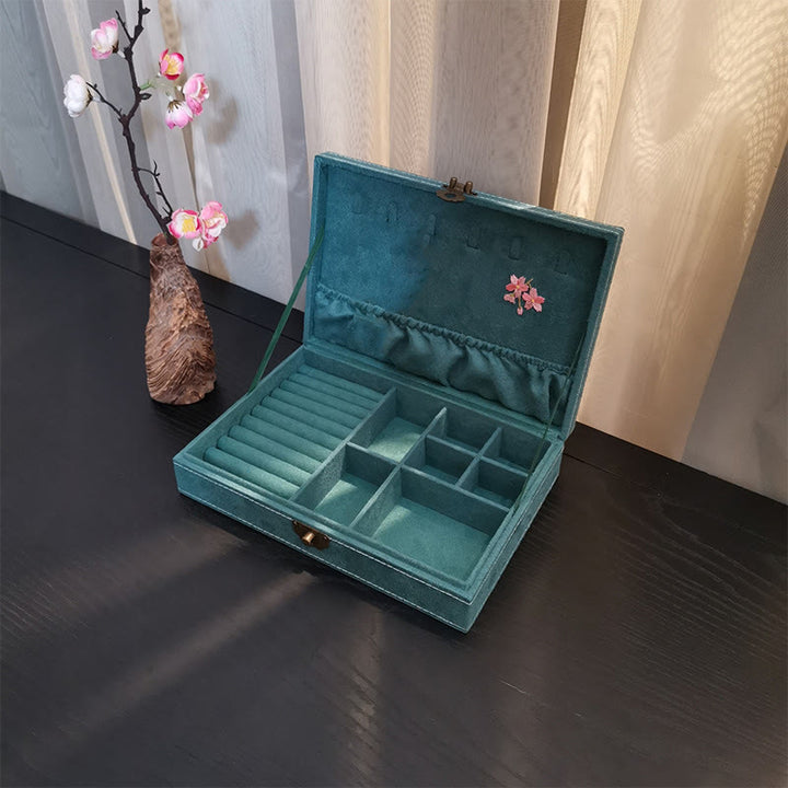 Buddha Stones Kwiaty Ważka Pudełko Organizator Biżuterii Jednowarstwowe Pudełko Do Przechowywania Biżuterii Flanelowe Pudełko