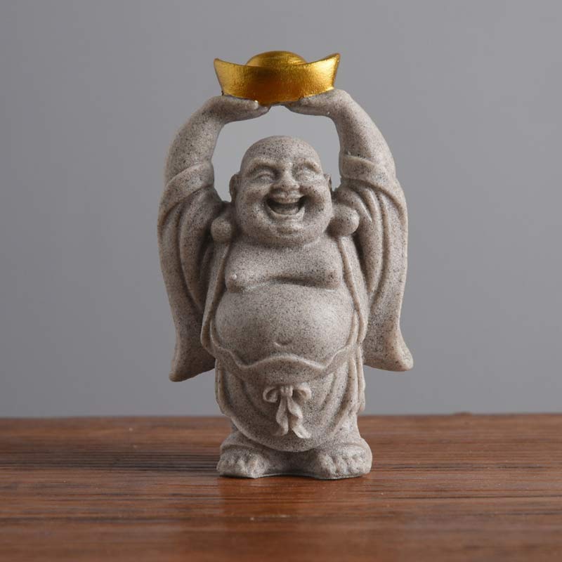 Buddha Stones Śmiejący się Budda Żywica Statua Błogosławieństwo Dekoracja Domu - image 3