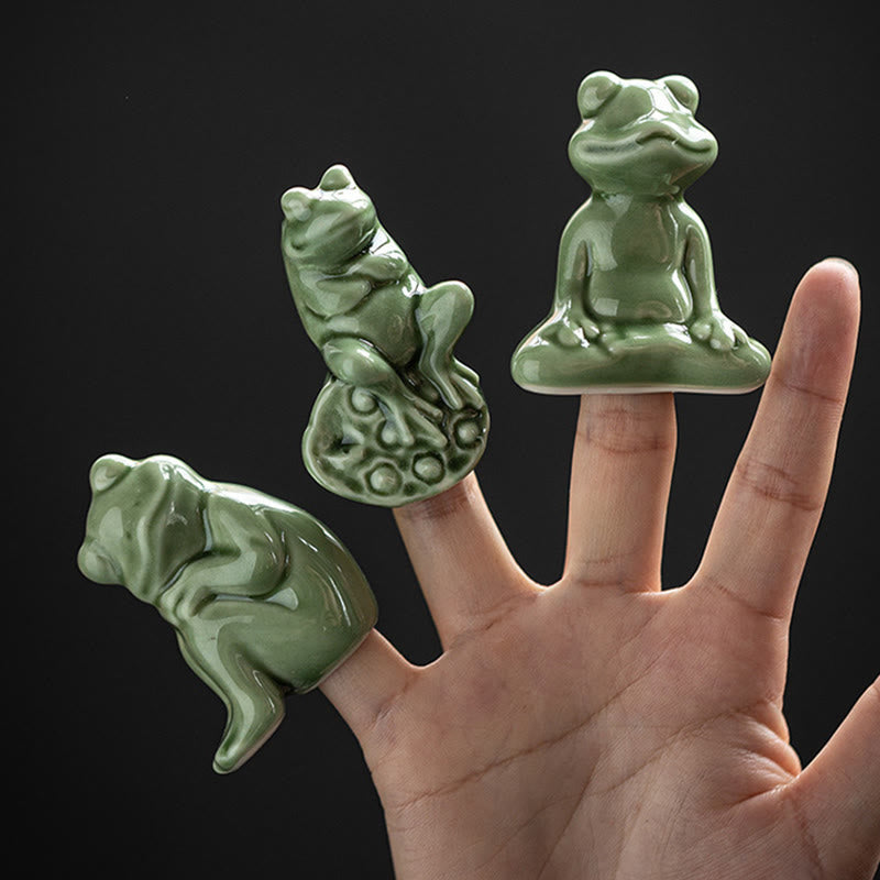 Buddha Stones Mini Mała Medytacja Lotos Spoczywająca Żaba Ceramiczna Bogactwo Szczęście Dom Herbata Figurka Dekoracja