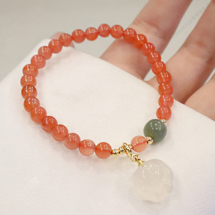 Bransoletka Buddha Stones Agat Czerwony Chalcedon Łapa Kota Jadeit Pewność Siebie - Czerwony Agat (Pewność Siebie ♥ Spokój) - image 1