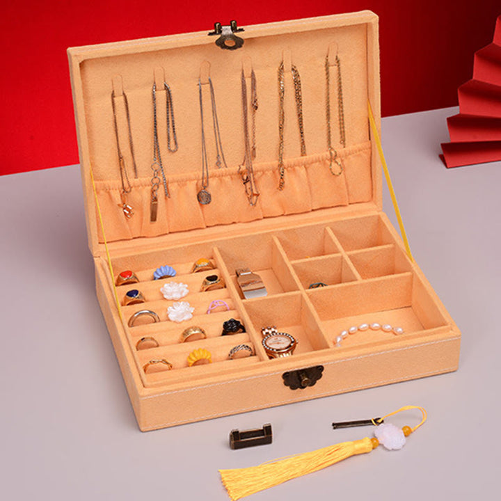 Buddha Stones Prosty Design Organizer na biżuterię Jednowarstwowy flanelowy organizer na biżuterię z zamkiem - image 15