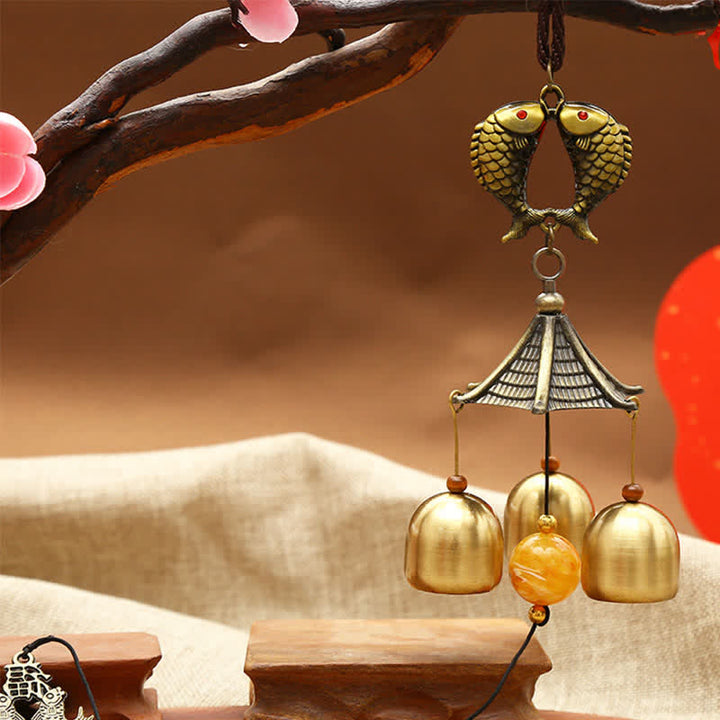 Feng Shui Miedziana Moneta Koi Ryba Bagua Kirin Dzwon Wiatrowy Dzwon Szczęścia Dekoracja Ścienna - Ryba Koi - image 4