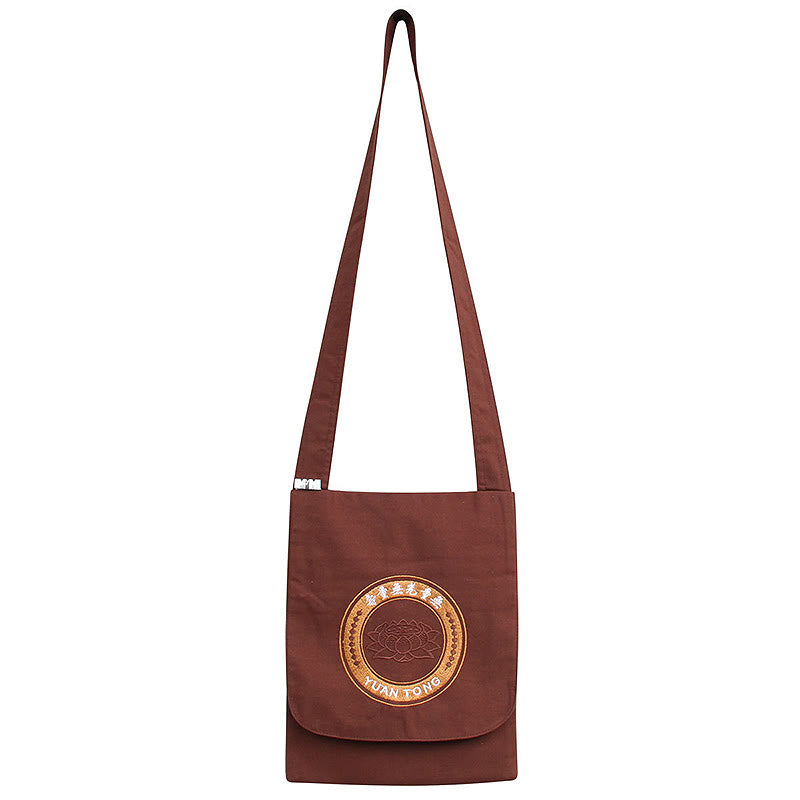 Lotos haftowana torba na ramię z bawełny Spiritual Mind Practice Crossbody Bag
