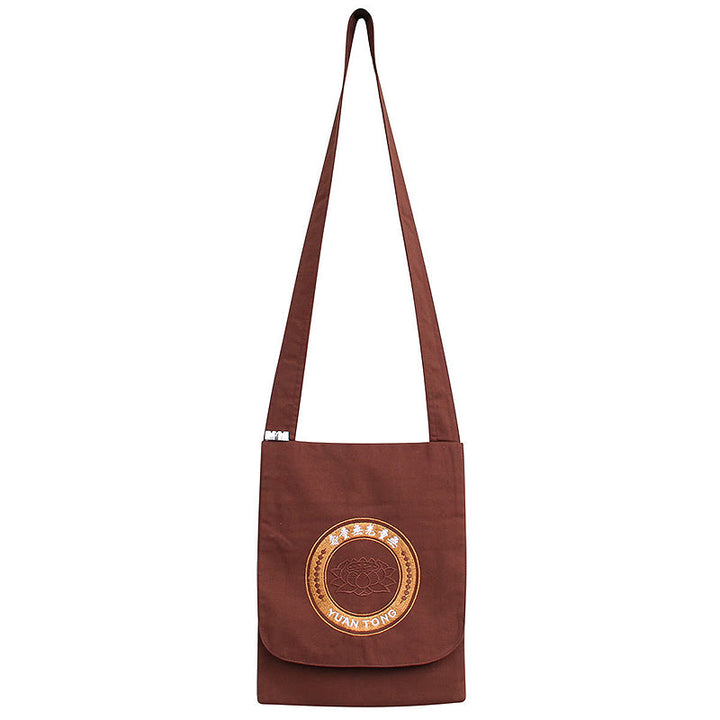 Lotos haftowana torba na ramię z bawełny Spiritual Mind Practice Crossbody Bag