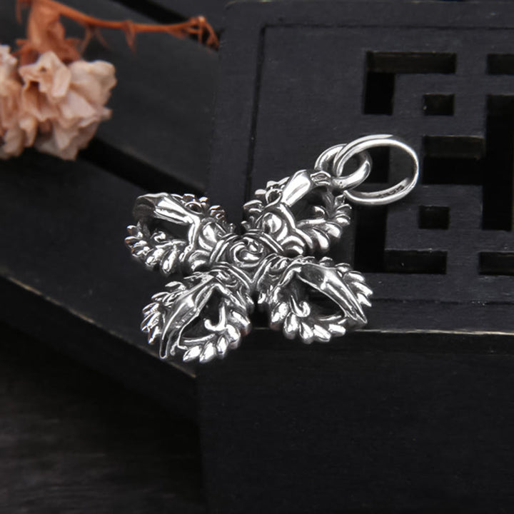 Naszyjnik z Buddha Stones 925 Srebro Sterling Podwójny Dorje Wadżra Siła Duchowa Wisiorek