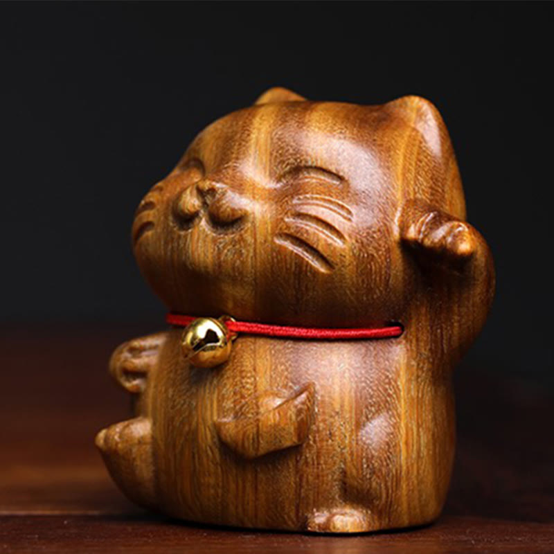 Buddha Stones Drzewo Sandałowe Małe Mini Słodkie Szczęśliwe Koty Dekoracje Pokoju - image 7