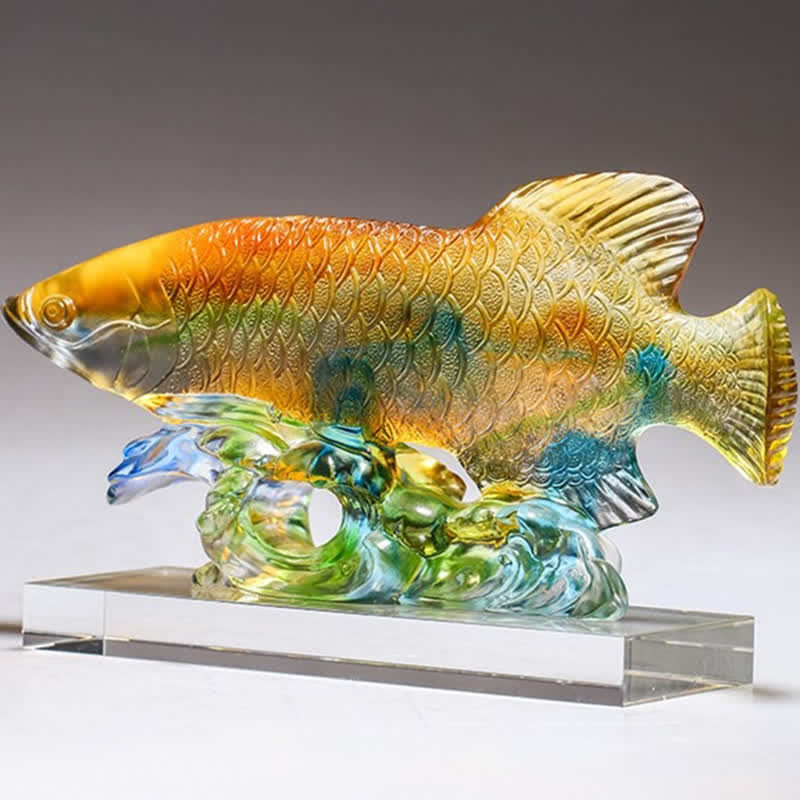 Ręcznie robiony kryształowy element sztuki Liuli Koi Fish Luck Home Office Decoration