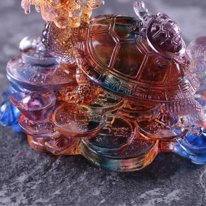 Buddha Stones Feng Shui Smok Żółw Monety Ręcznie Robione Kryształowe Szczęście Liuli Sztuka Dekoracja Domu Biuro