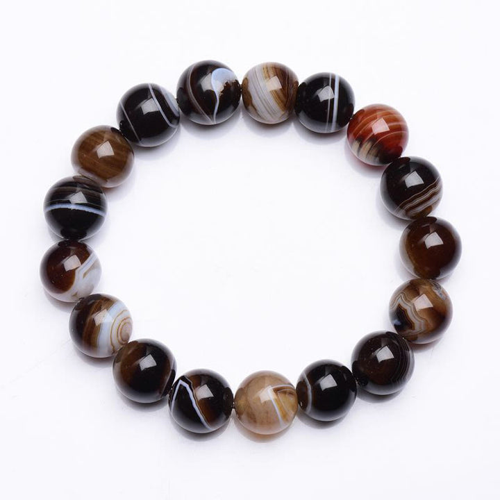 Buddha Stones Tybetański Sardonyx Szczęście Pozytywna Bransoletka