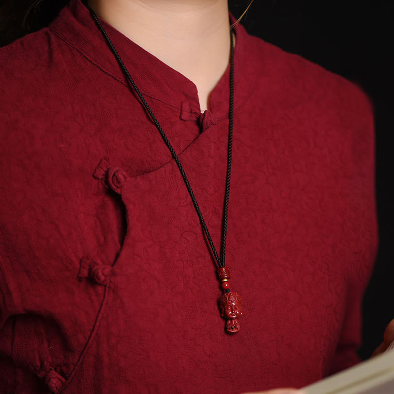 Buddha Stones Chiński Zodiak Natal Budda Naturalny Cynober Amulet Trzymający Z Daleka Złe Duchy Naszyjnik Wisiorek