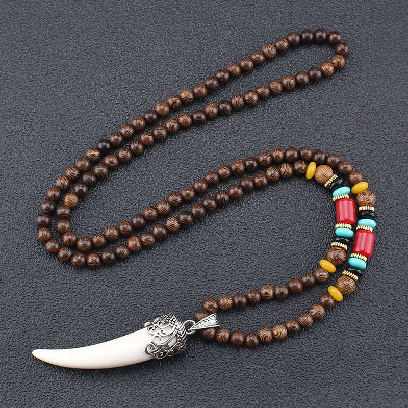 Wisiorek z kamienia wenge wood turquoise horn protection meditation style