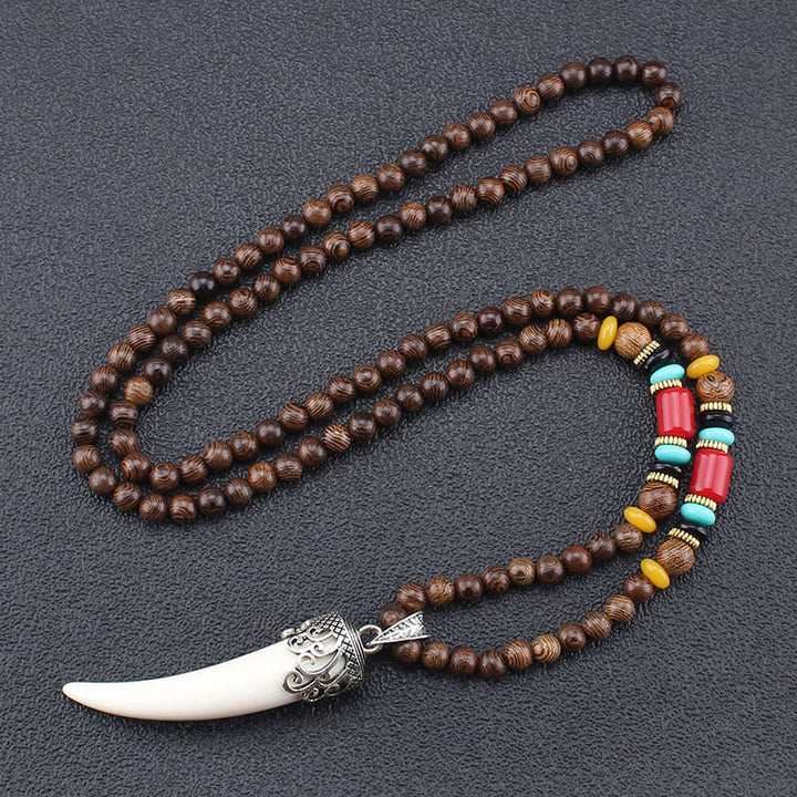 Wisiorek z kamienia wenge wood turquoise horn protection meditation style