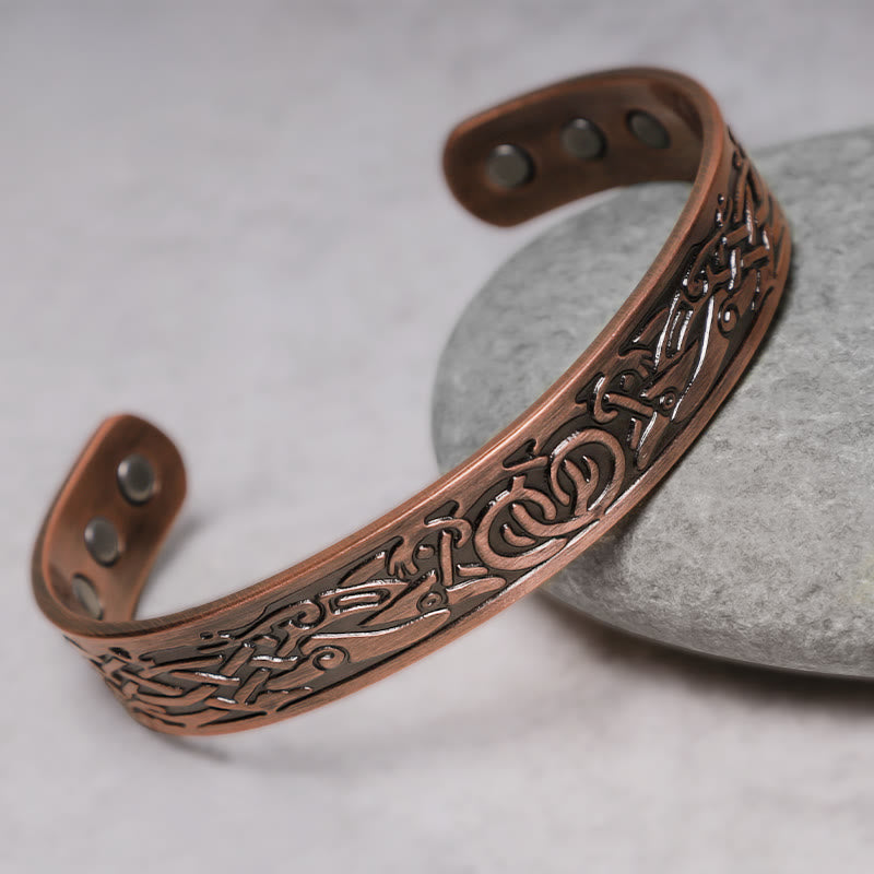 Buddha Stones Wikingowie Ptaki Magnetyczna Miedź Regulowana Bransoletka Mankietowa Bangle