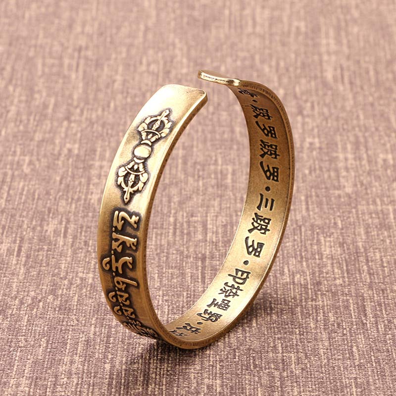 Buddha Stones Tybetańskie Mahāpratisarā Mantra Sanskryt Miedź Mosiądz Uzdrawiająca Bransoletka Bangle