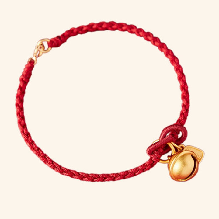Buddha Stones ręcznie robione Fu Charakter Charm Szczęście Dzwonek Szczęścia Czerwona Bransoletka z Linii