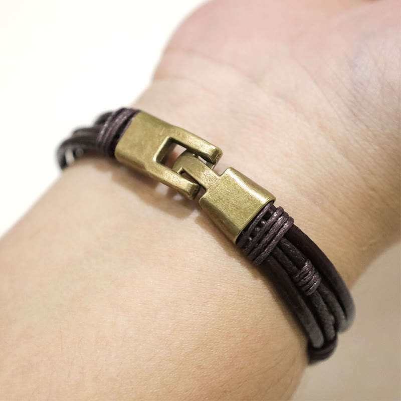 Bransoletka ze skóry Buddha Stones Vintage Wrist Band z brązowej liny warstwowej - image 8