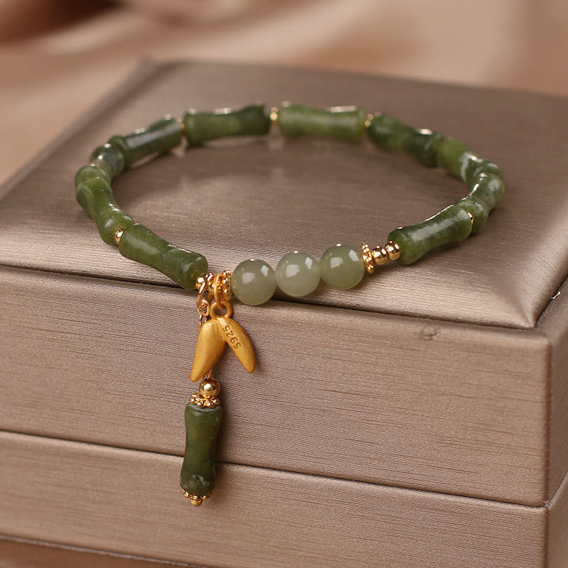 Bransoletka z motywem liści jadeitu i Buddha Stones, bogactwo i szczęście