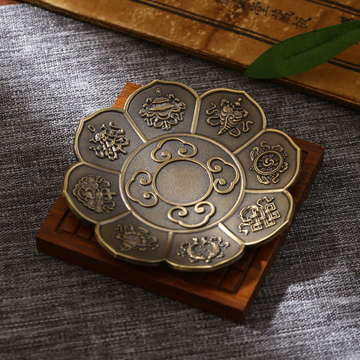Buddha Stones Lotos Smok Feniks Osiem Pomyślnych Symboli Stop Cynkowy Uchwyt Na Kadzidełka Uzdrawiający Kadzielnica Dekoracja - Osiem pomyślnych symboli z brązu (bez otworu na kadzidło) - image 11