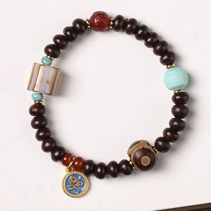Buddha Stones Naturalne Tybetańskie Fioletowe Nasiona Bodhi Dzi Koraliki Bóg Bogactwa Mądrość Bransoletka