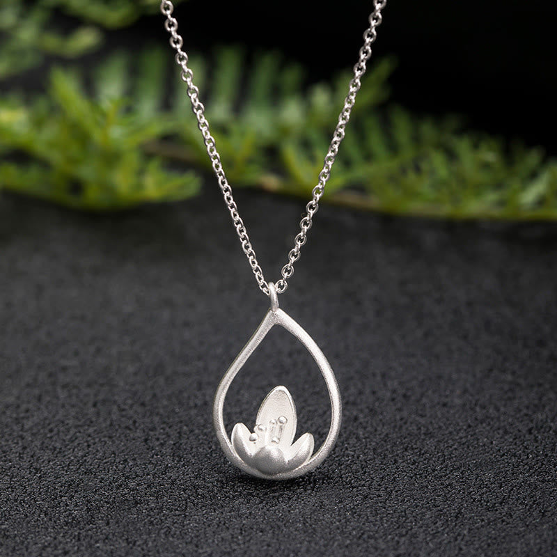 Naszyjnik Buddha Stones 925 Srebro Sterling Kwiat Lotosu Kwiat Oświecenia Wisiorek - LOTUS (Oświecenie ♥ Nowy Początek) - image 1
