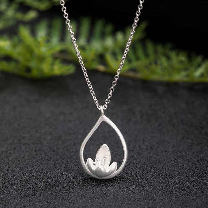 Naszyjnik Buddha Stones 925 Srebro Sterling Kwiat Lotosu Kwiat Oświecenia Wisiorek - LOTUS (Oświecenie ♥ Nowy Początek) - image 1