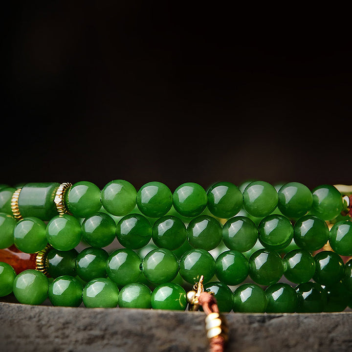Buddha Stones 108 Mala Beads Cyan Jade Red Agat Bransoletka Szczęścia Śmiejącego Się Buddy