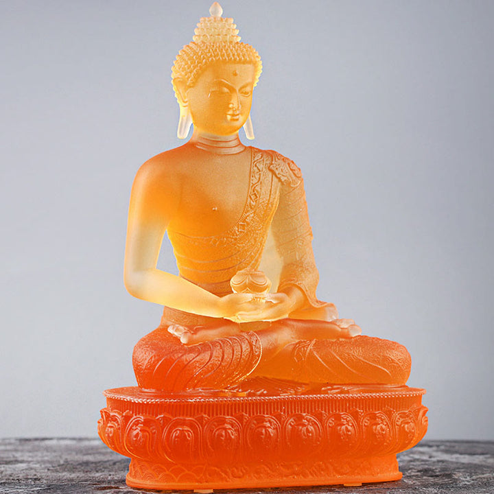 Buddha Stones Figurka Buddy wykonana ręcznie Liuli Dzieło sztuki Posąg spokoju Oferta domowa Dekoracja - image 9
