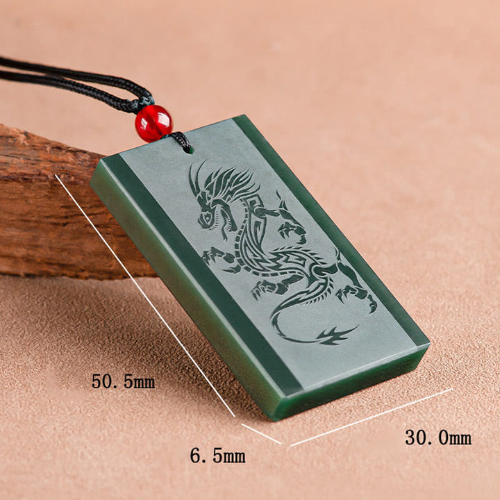 Buddha Stones Hetian Cyan Jade Dragon Grawerowany Naszyjnik Sukces Wisiorek - image 9