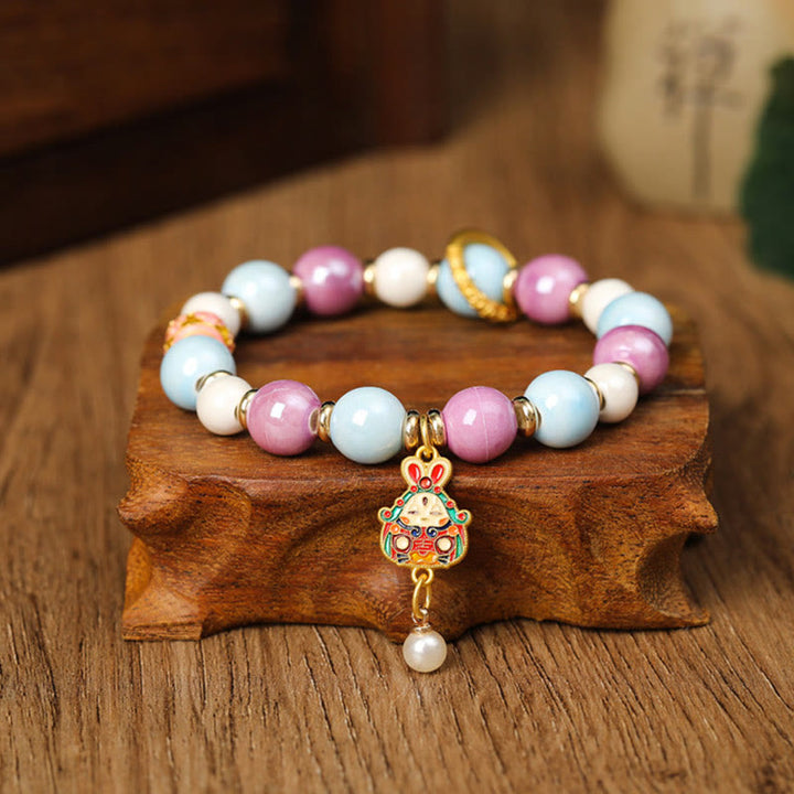 Buddha Stones Tybetańskie Zakiram Bogini Bogactwa Królik Głowa Lwa Charm Liuli Szkło Kadzidło Popiół Porcelanowa Koralik Ochrona Bransoletka